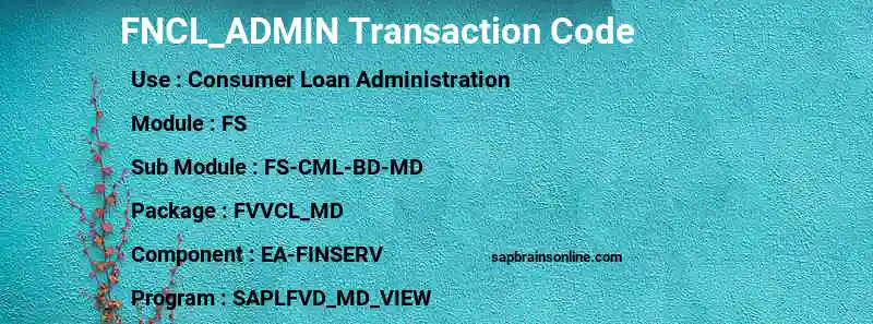 SAP FNCL_ADMIN transaction code
