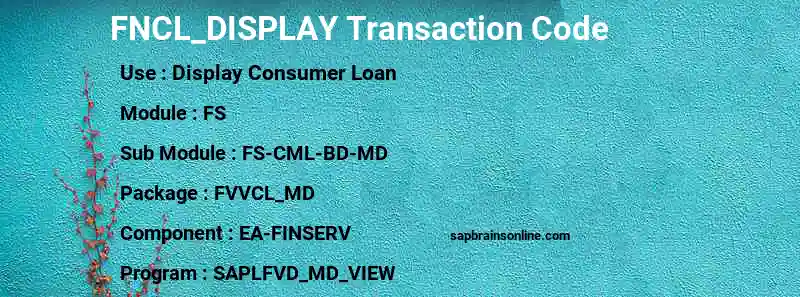 SAP FNCL_DISPLAY transaction code