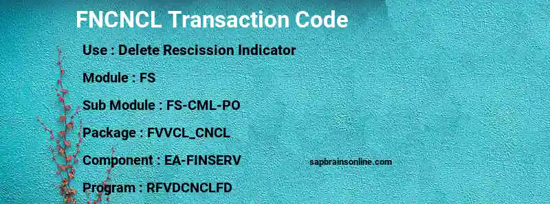 SAP FNCNCL transaction code
