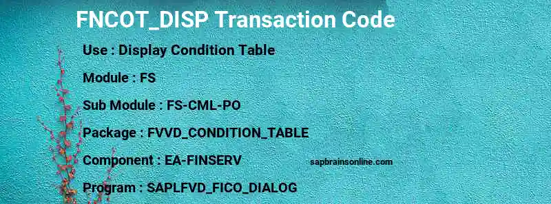 SAP FNCOT_DISP transaction code