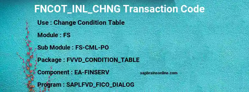 SAP FNCOT_INL_CHNG transaction code