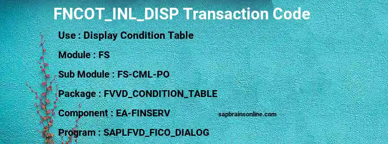 SAP FNCOT_INL_DISP transaction code