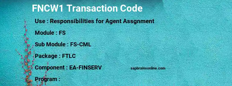 SAP FNCW1 transaction code