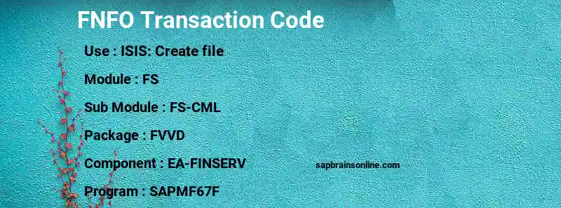 SAP FNFO transaction code