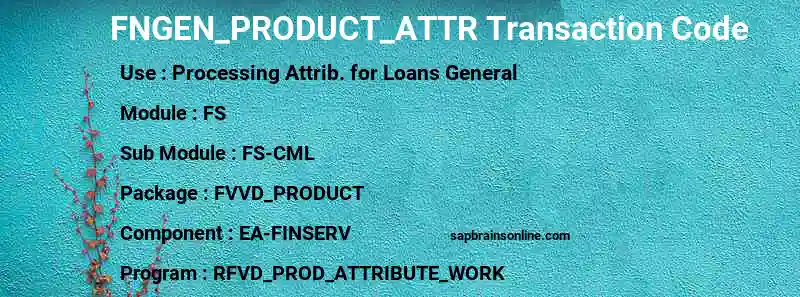 SAP FNGEN_PRODUCT_ATTR transaction code