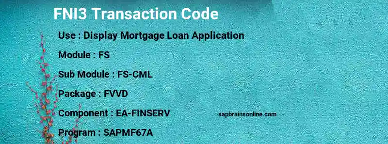 SAP FNI3 transaction code