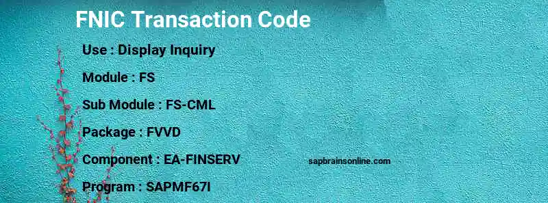 SAP FNIC transaction code