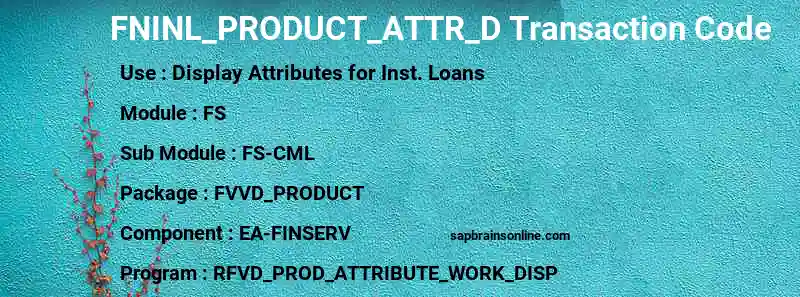 SAP FNINL_PRODUCT_ATTR_D transaction code