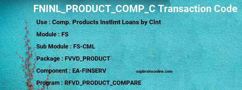 SAP FNINL_PRODUCT_COMP_C transaction code