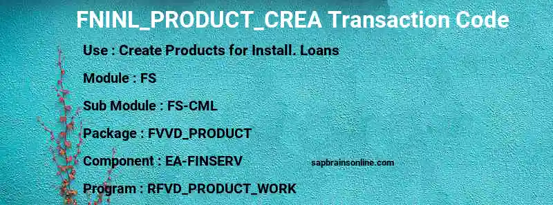 SAP FNINL_PRODUCT_CREA transaction code