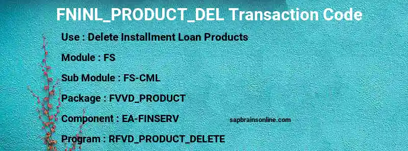 SAP FNINL_PRODUCT_DEL transaction code