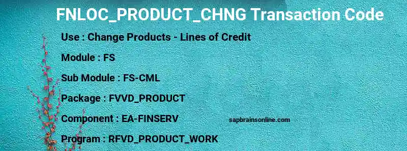 SAP FNLOC_PRODUCT_CHNG transaction code