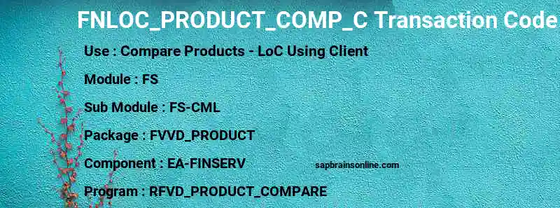 SAP FNLOC_PRODUCT_COMP_C transaction code