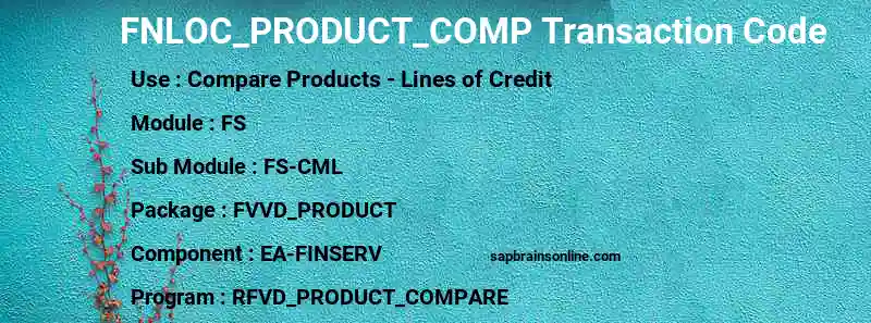 SAP FNLOC_PRODUCT_COMP transaction code