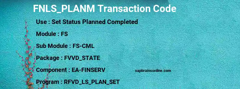 SAP FNLS_PLANM transaction code