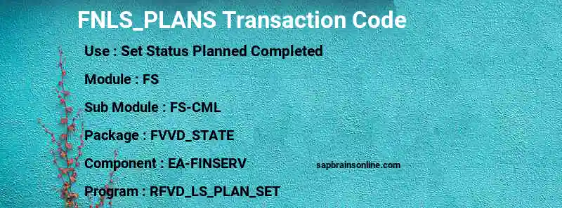 SAP FNLS_PLANS transaction code