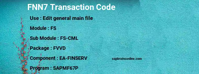 SAP FNN7 transaction code