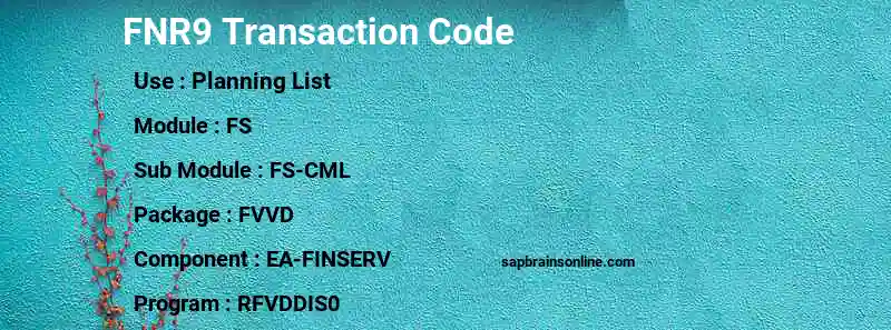 SAP FNR9 transaction code