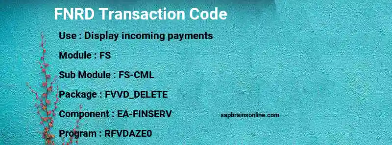 SAP FNRD transaction code