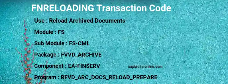 SAP FNRELOADING transaction code