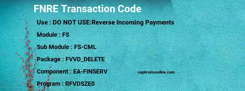 SAP FNRE transaction code