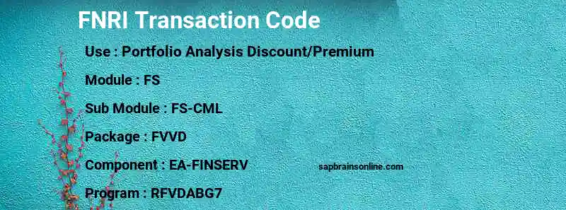 SAP FNRI transaction code