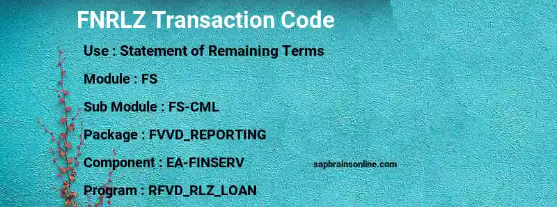 SAP FNRLZ transaction code