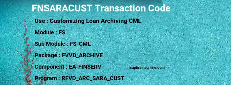 SAP FNSARACUST transaction code