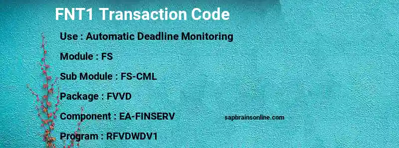 SAP FNT1 transaction code