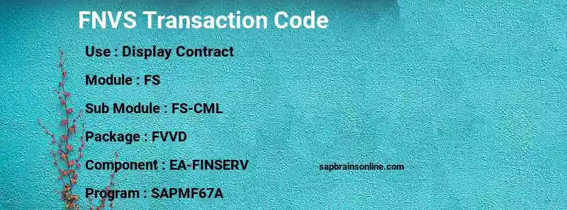 SAP FNVS transaction code