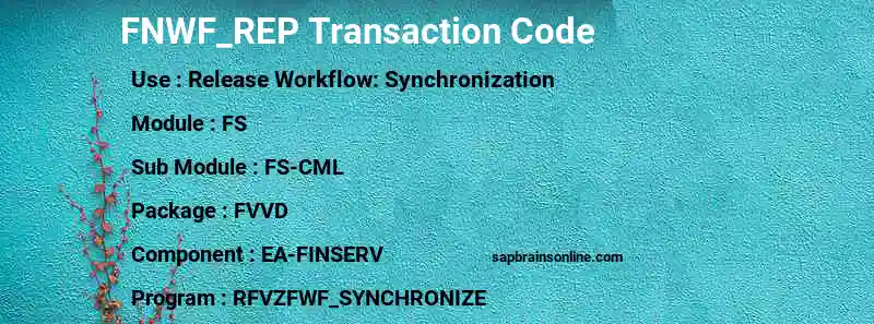 SAP FNWF_REP transaction code