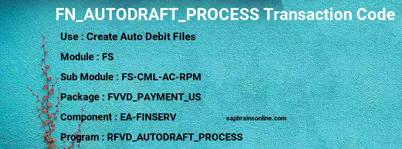 SAP FN_AUTODRAFT_PROCESS transaction code