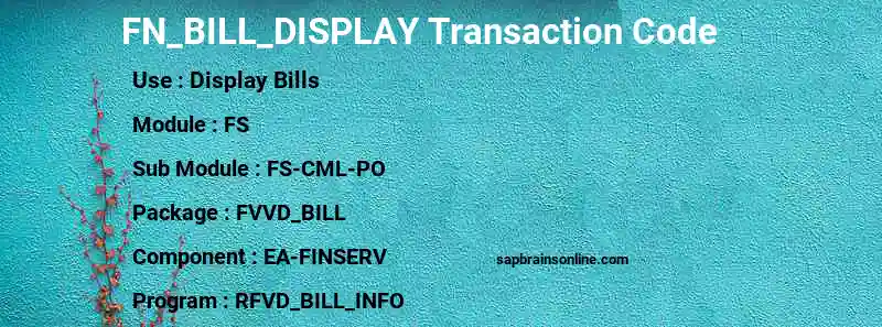 SAP FN_BILL_DISPLAY transaction code