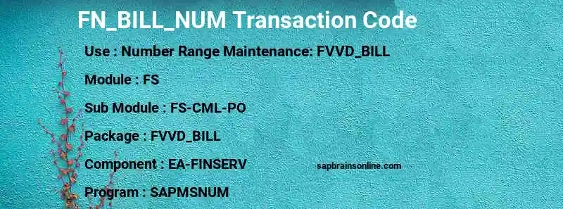 SAP FN_BILL_NUM transaction code