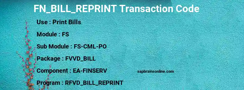 SAP FN_BILL_REPRINT transaction code