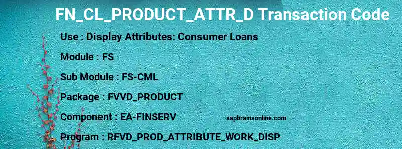 SAP FN_CL_PRODUCT_ATTR_D transaction code