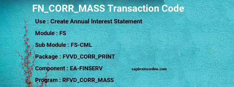 SAP FN_CORR_MASS transaction code