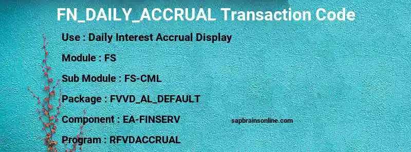 SAP FN_DAILY_ACCRUAL transaction code