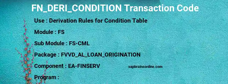 SAP FN_DERI_CONDITION transaction code