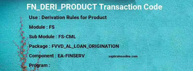 SAP FN_DERI_PRODUCT transaction code