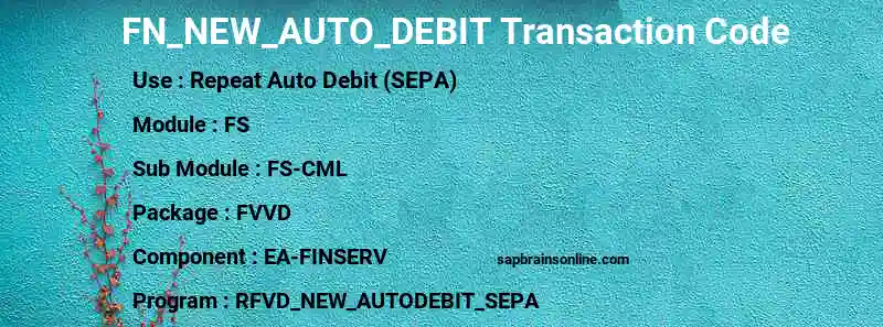 SAP FN_NEW_AUTO_DEBIT transaction code
