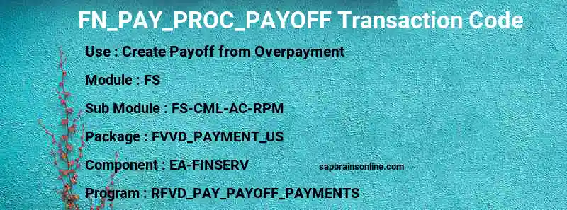 SAP FN_PAY_PROC_PAYOFF transaction code