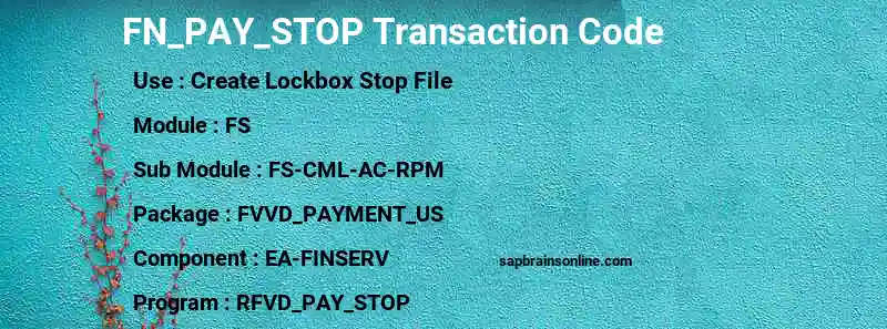 SAP FN_PAY_STOP transaction code