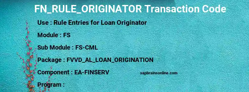 SAP FN_RULE_ORIGINATOR transaction code