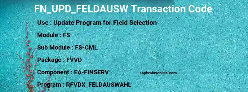 SAP FN_UPD_FELDAUSW transaction code