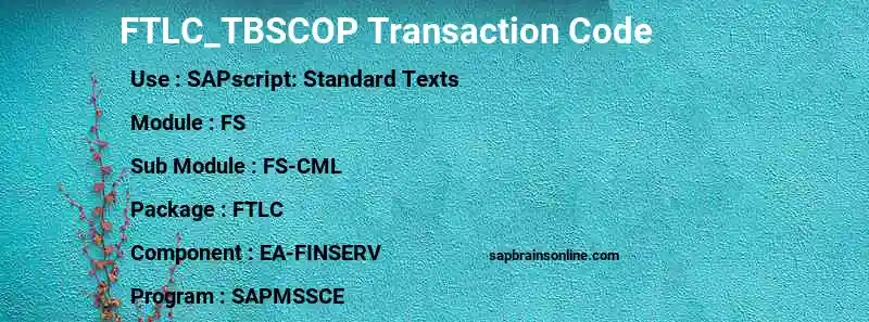 SAP FTLC_TBSCOP transaction code