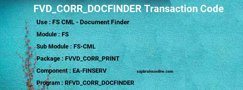 SAP FVD_CORR_DOCFINDER transaction code