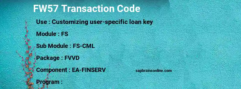 SAP FW57 transaction code