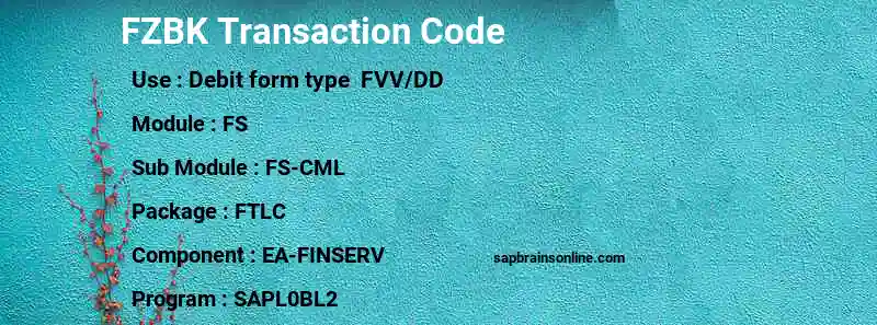 SAP FZBK transaction code