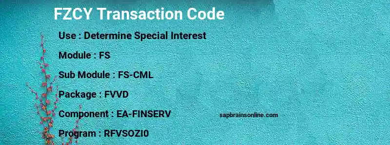 SAP FZCY transaction code